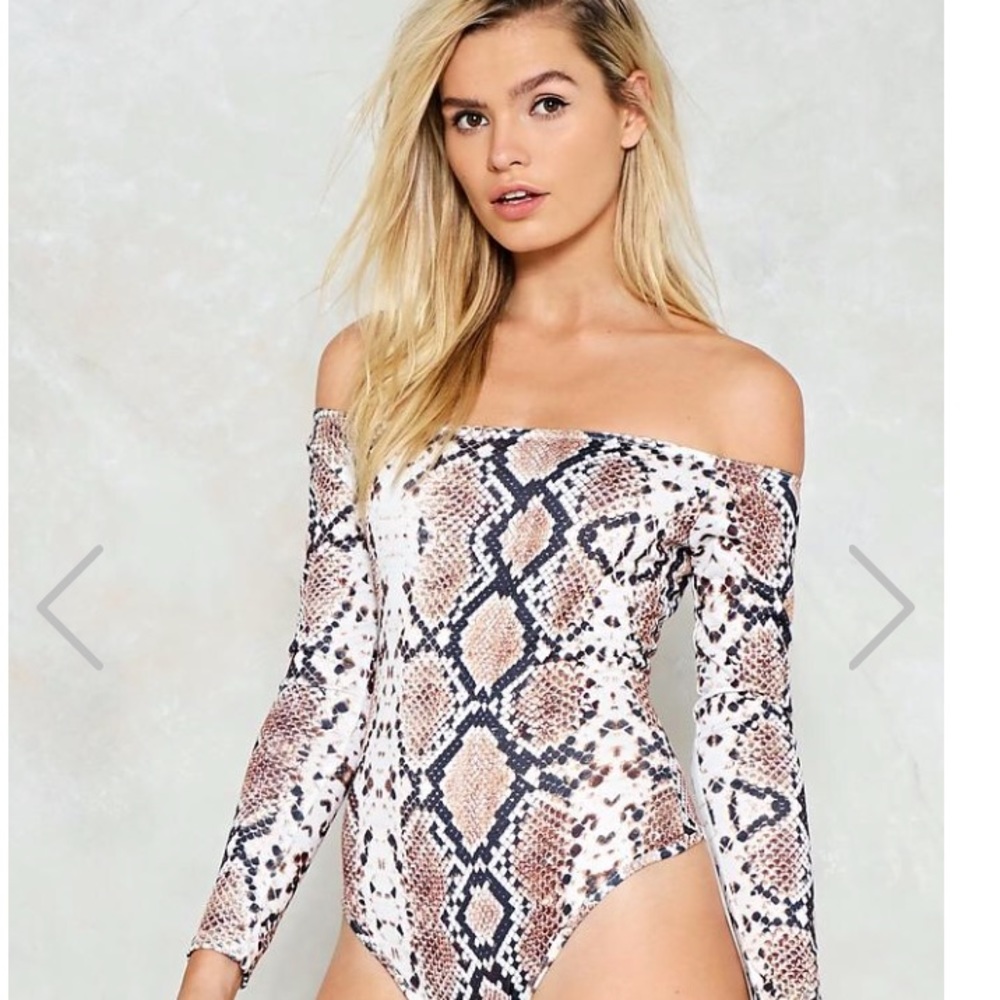 Off the Shoulder Snakeskin Bodysuit
